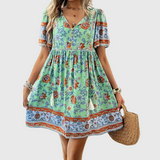 Lioraine – Floral V-Neck Mini Dress