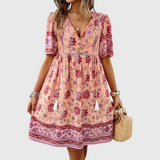 Lioraine – Floral V-Neck Mini Dress