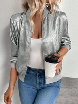 Almira - Shiny Womens Bomber Jacket With Zip
