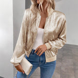 Lisandra - Womens Shiny Bomber Jacket