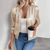 Lisandra - Womens Shiny Bomber Jacket