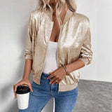 Almira - Shiny Womens Bomber Jacket With Zip