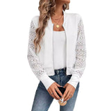 Miravella - Womens Lace Bomber Jacket With Elastic Cuffs