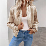 Lisandra - Womens Shiny Bomber Jacket