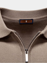 Melgior – Slim Fit Zip Collar Striped Polo Shirt