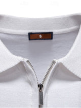 Melgior – Slim Fit Zip Collar Striped Polo Shirt