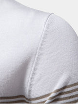 Melgior – Slim Fit Zip Collar Striped Polo Shirt