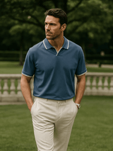 Robin – Mens V Neck Polo Shirt With Contrast Trim
