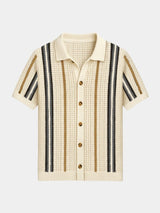 Amaro – Vertical Striped Button Polo Shirt