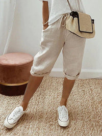 Cantryn - Linen Cropped Drawstring Trousers