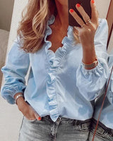 Hannelle – Elegant Ruffle Wrap Blouse Women