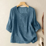 Freyelle – Embroidered Round Neck Blouse Women