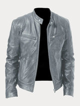 Premium Men's Leather Jacket with Insulating Lining and Adjustable Cuffs