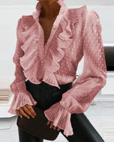 Solena - Ruffle Long Sleeve Womens Blouse