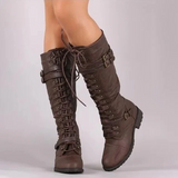 Valerra - Womens Retro Lace Up Buckle Boots
