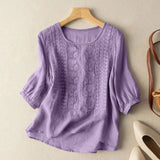 Freyelle – Embroidered Round Neck Blouse Women
