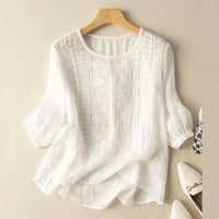 Freyelle – Embroidered Round Neck Blouse Women