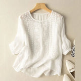 Freyelle – Embroidered Round Neck Blouse Women
