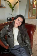 Rovienna - Modern Cropped Biker Jacket