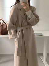 Virellia – Women’s Long Wool-Blend Coat with Waist Belt