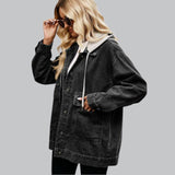 Kyverra - Womens Hooded Denim Waistcoat With Distressed Look
