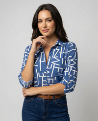 Maribel - Blusa da donna con collo a risvolto
