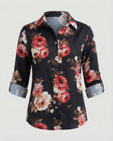 Maribel - Blusa da donna con collo a risvolto