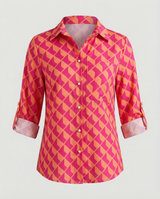 Maribel - Blusa da donna con collo a risvolto