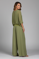 Viviane - Womens Chiffon Two Piece Wide Leg Set
