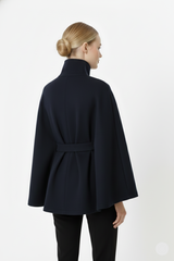 Valoria - Womens Wool Coat With High Collar And Belt