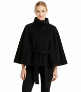 Valoria - Womens Wool Coat With High Collar And Belt
