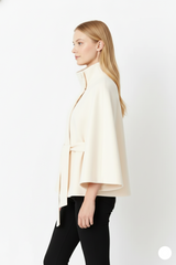 Valoria - Womens Wool Coat With High Collar And Belt