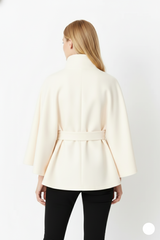 Valoria - Womens Wool Coat With High Collar And Belt