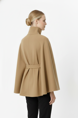 Valoria - Womens Wool Coat With High Collar And Belt