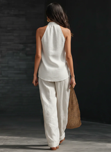 Zoeva – Sleeveless Set With Wide Leg Trousers