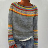 Orlienna – Women’s Knit Jumper with Colourful Ethnic Pattern