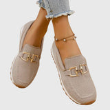 Fabrielle – Womens Textured Buckle Loafers
