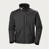 Giacca impermeabile nera Helly Hansen con zip rossa, tasche laterali e logo sul colletto. Ideale per outdoor e sport.