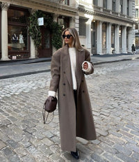 Elvoura – Women’s Double-Breasted Maxi Coat