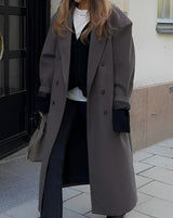 Elvoura – Women’s Double-Breasted Maxi Coat