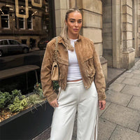 Janine - Womens Oversized Short Jacket With Zip Pockets