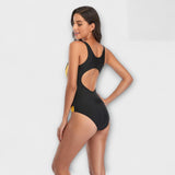 Zirellia - Womens Sporty One Piece Swimsuit Back Cut Out