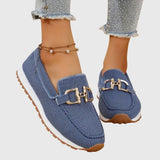 Fabrielle – Womens Textured Buckle Loafers