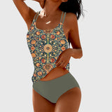 Serelithe - Womens Printed Strappy Tankini Swimsuit