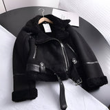 Maerelle – Women’s Oversized Biker Jacket with Warm Lining