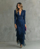 Levandra – Elegante abito midi con frange