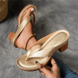 Clarine – Elegant Low Heel Flip Flop Sandals Women