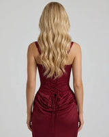 Cerene Corset Maxi Dress - Burgundy