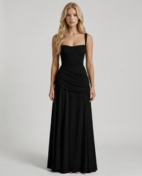 Charlotte Ruched Maxi Dress - Black