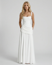 Charlotte Ruched Maxi Dress - White